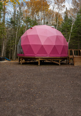 Our pink dome, was inspired by the surreal, truly breathtaking sunrises over Grand Lake.
